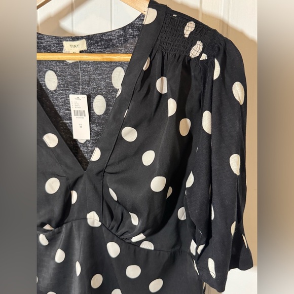Anthropologie-TINY-Black and White Polka Dot Women's Top - Picture 8 of 10